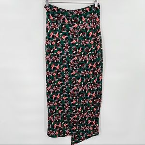 Never Fully Dressed midi satin wrap Jaspre skirt multicolor leopard US 6